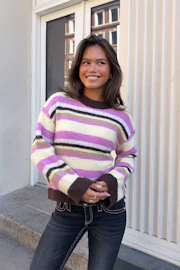 Y knitted crew neck sweater