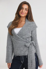 14+ knitted wrap cardigan