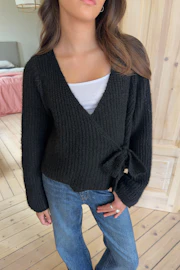 Y knitted wrap sweater