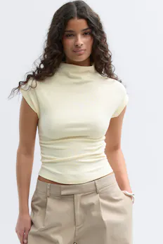 Ruched Funnel Neck Top
