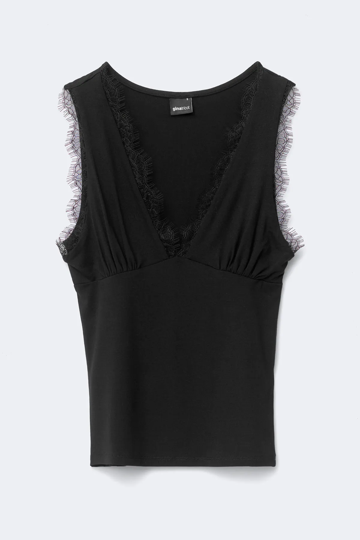 Lace detail tank - Black - Women - Gina Tricot
