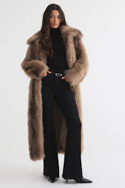 Faux fur long coat