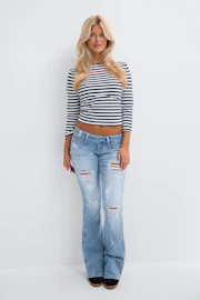 14+ pleated flare jeans