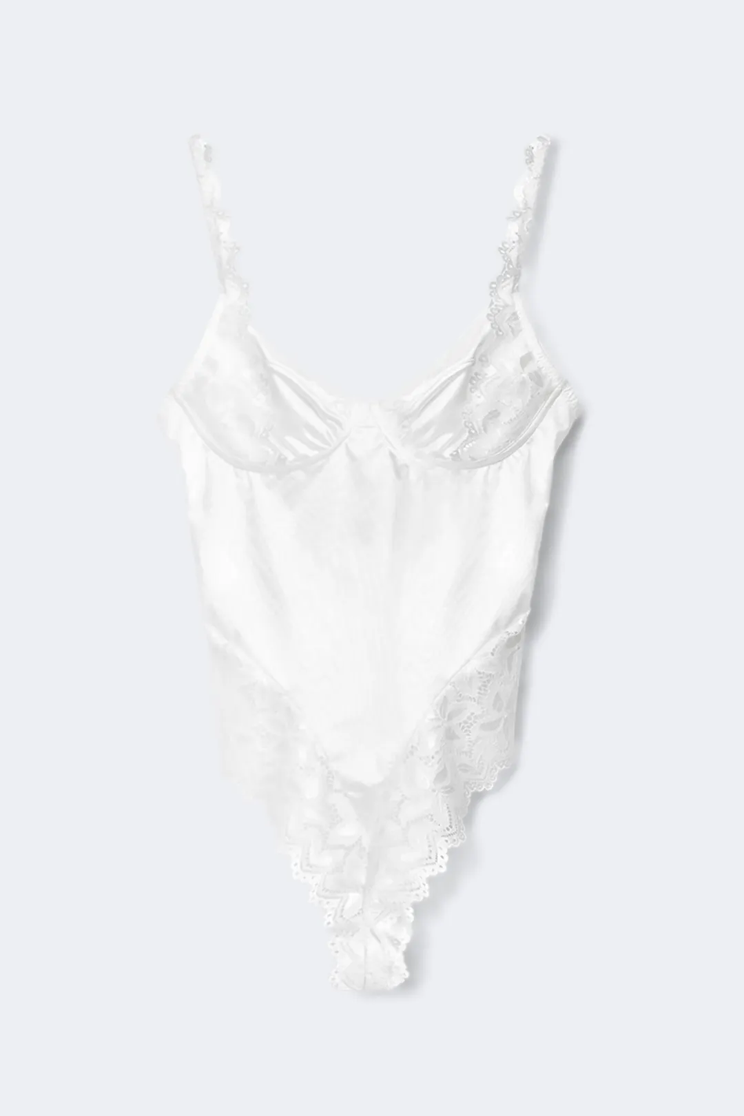 Gina Tricot - Lace detail body - Bodys - Hvit - S - Dame