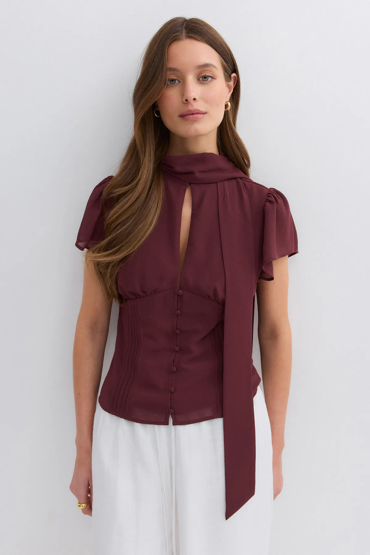 Gina Tricot - Sheer blouse - Puserot - Ruskea - 38 - Naiset