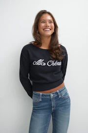 Y knitted graphic sweater
