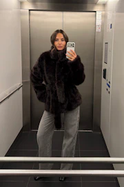 Faux fur belted jacket