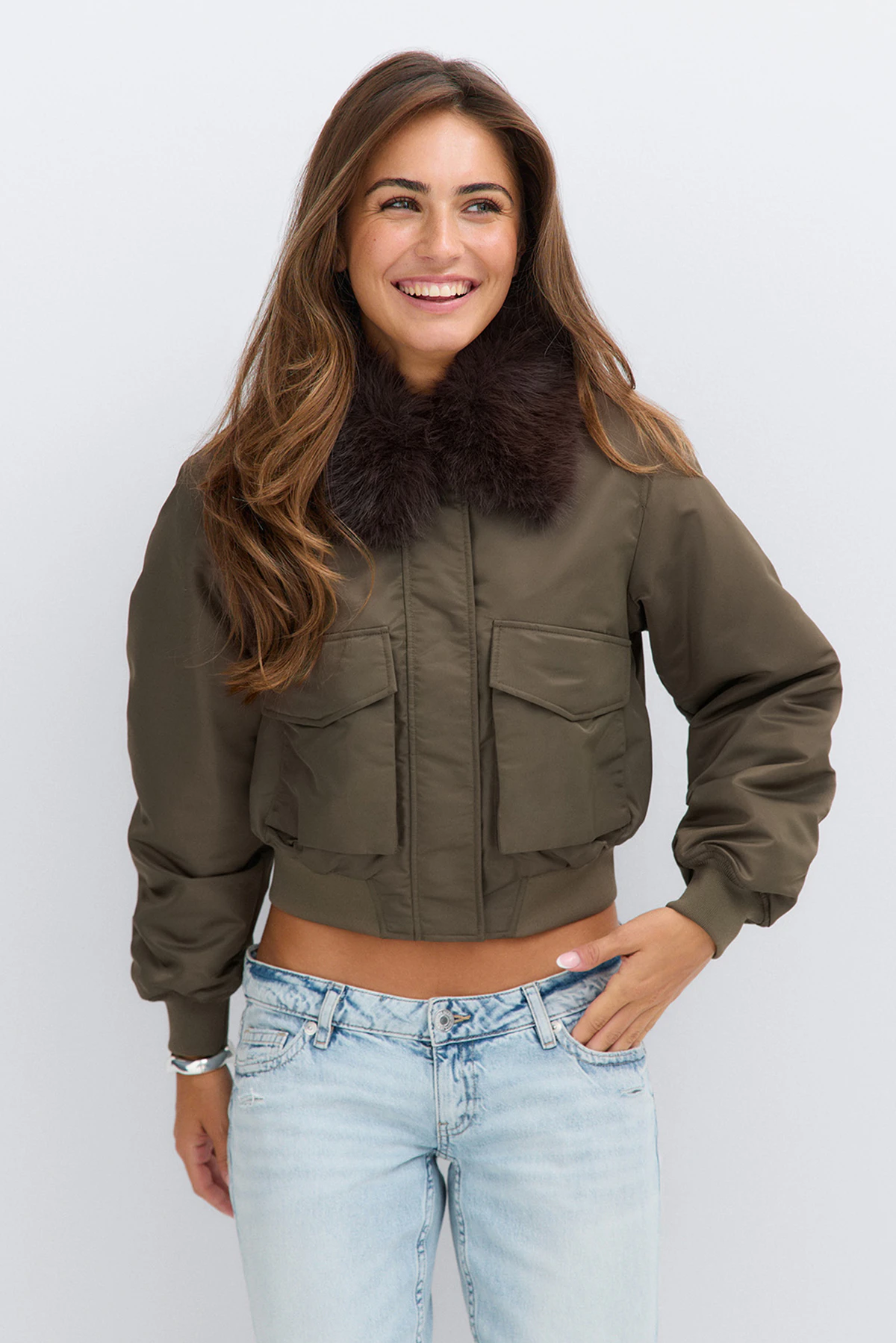 Gina Tricot 14+ fur bomber jacket jackor dam