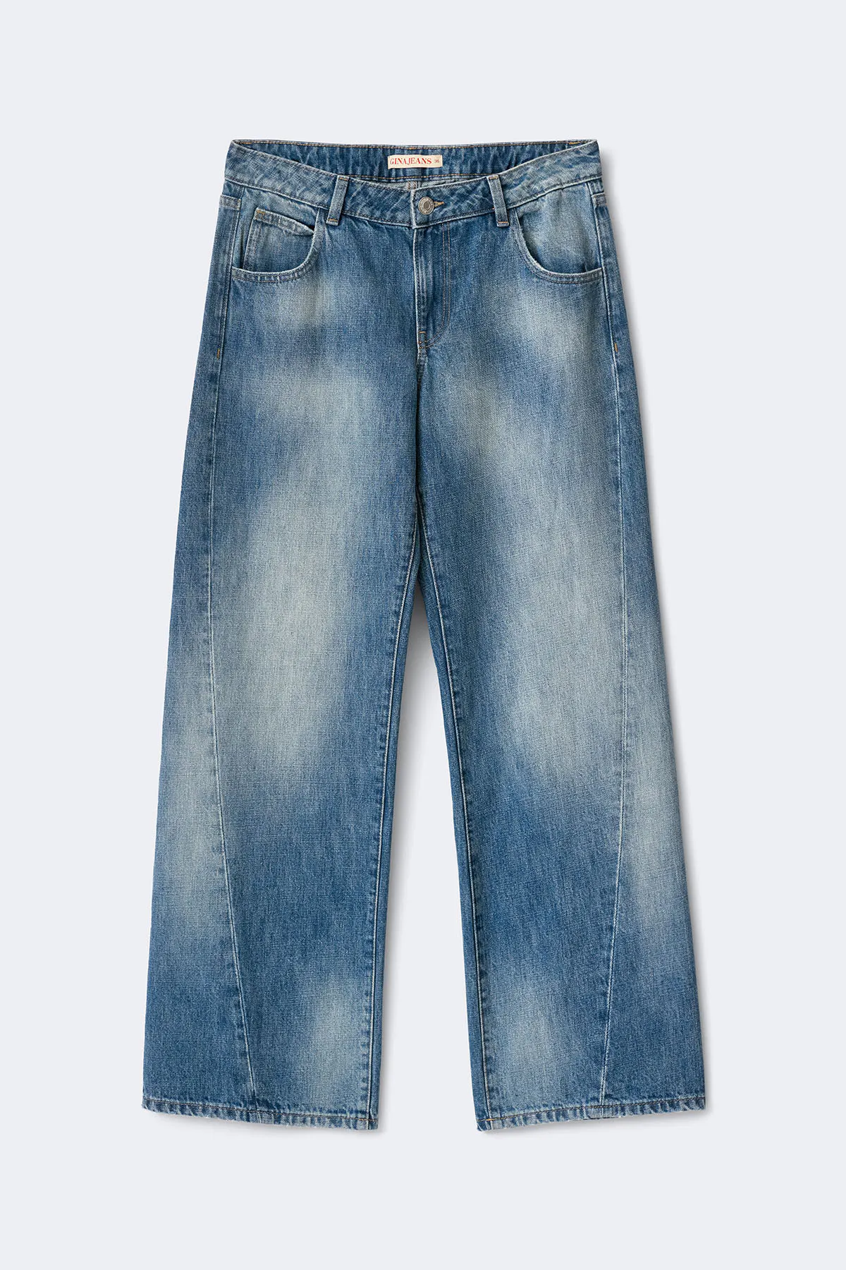 Button snap back jeans - Sininen - Nainen - Gina Tricot