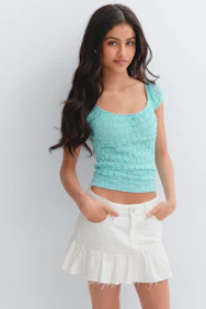 Y Lace Ruched Top