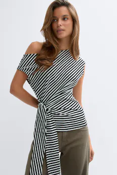 Tie Detail Stripe Top