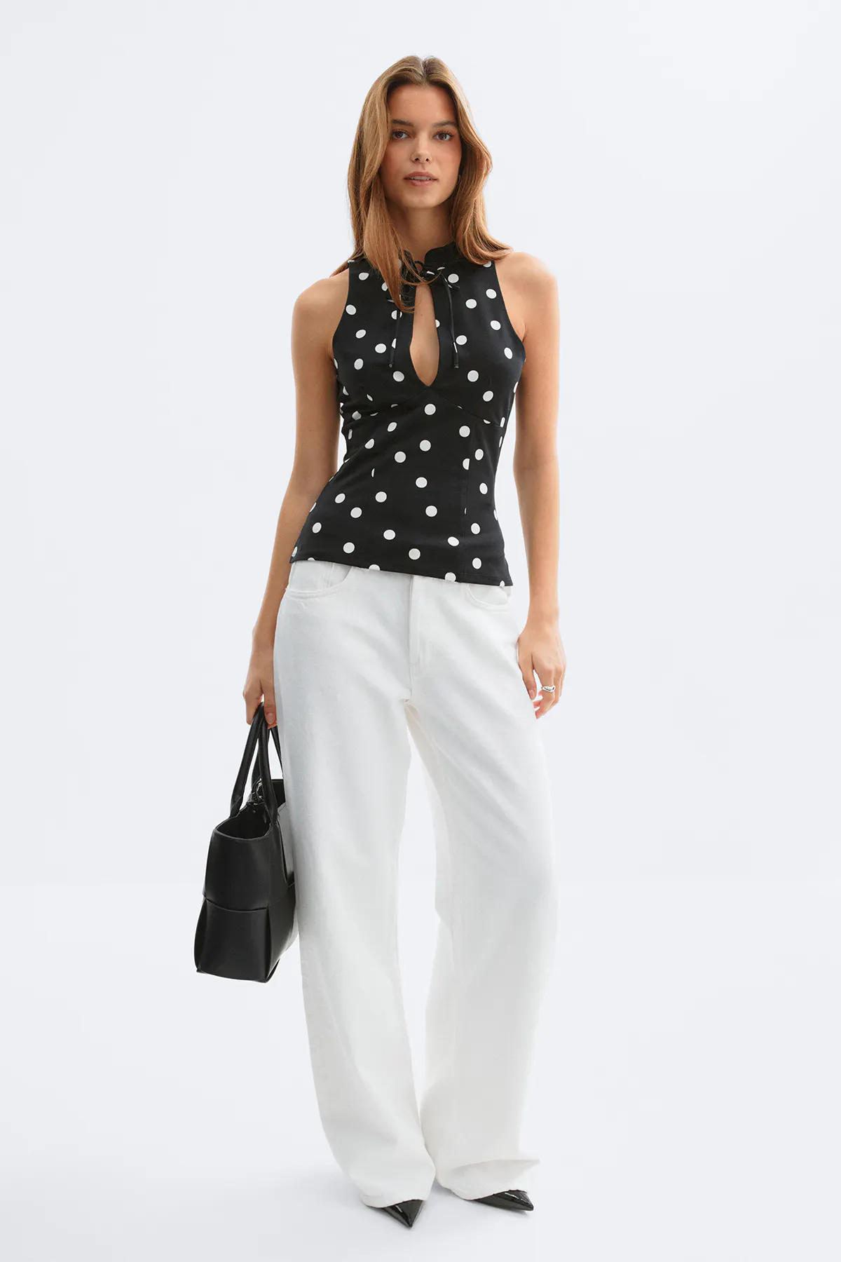 Keyhole tie top - Black - Women - Gina Tricot