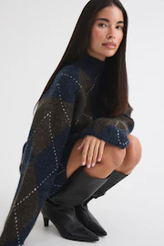 Knitted argyle sweater