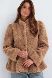 Peplum pile jacket
