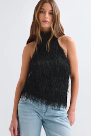 Open back halterneck top