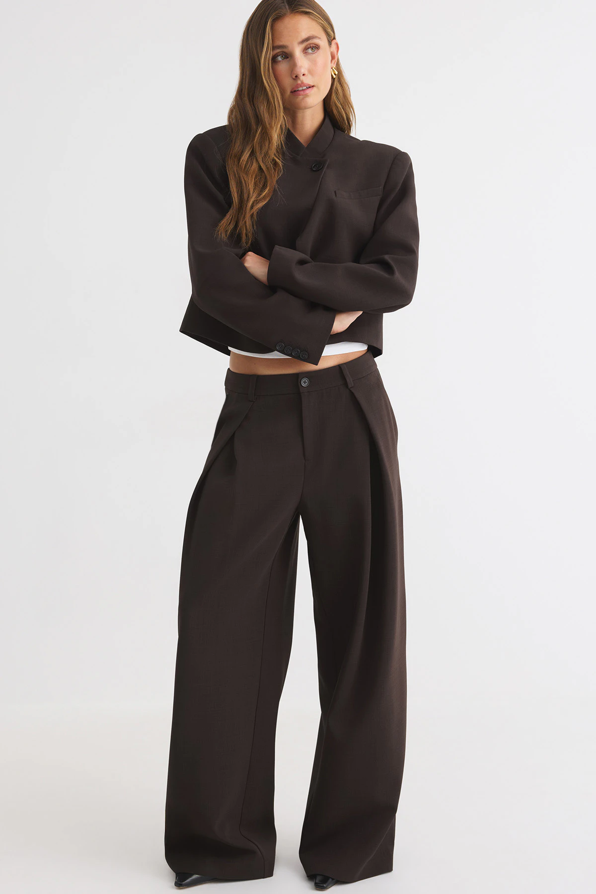 Gina Tricot Edgy wide pleated trousers byxor dam
