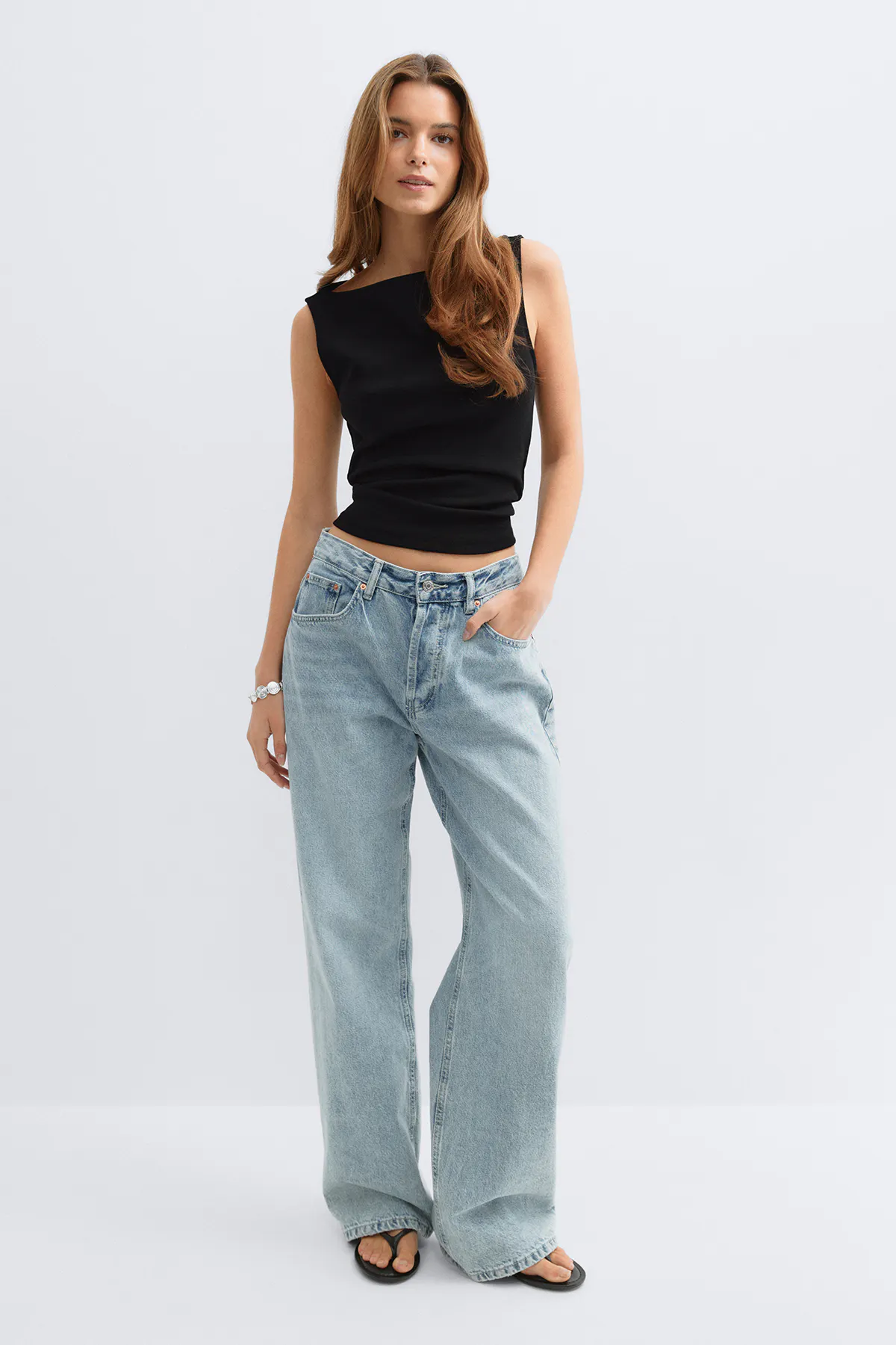Boatneck tanktop - Svart - Dame - Gina Tricot