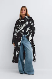 Faux fur high neck coat