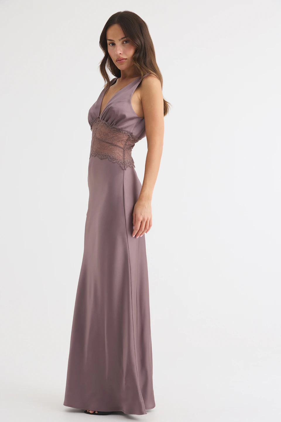 Satin lace maxi dress