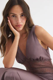Satin lace maxi dress
