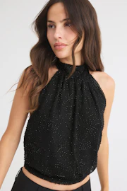 Beaded halterneck top