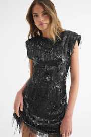 Fringe sequin mini dress