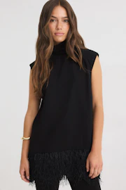 Faux feather top