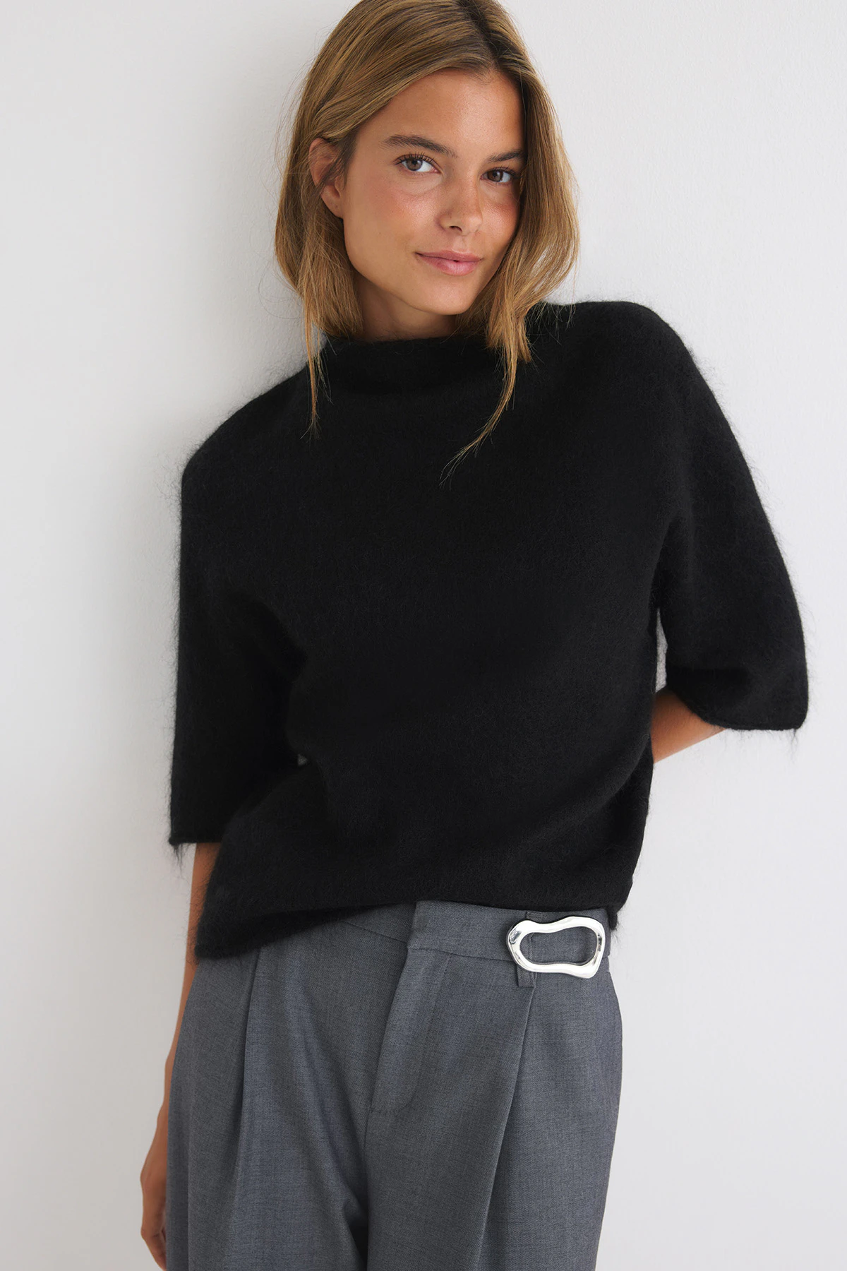 Gina Tricot Funnel neck mohair knit top stickade tröjor dam