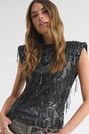 Fringe sequin top