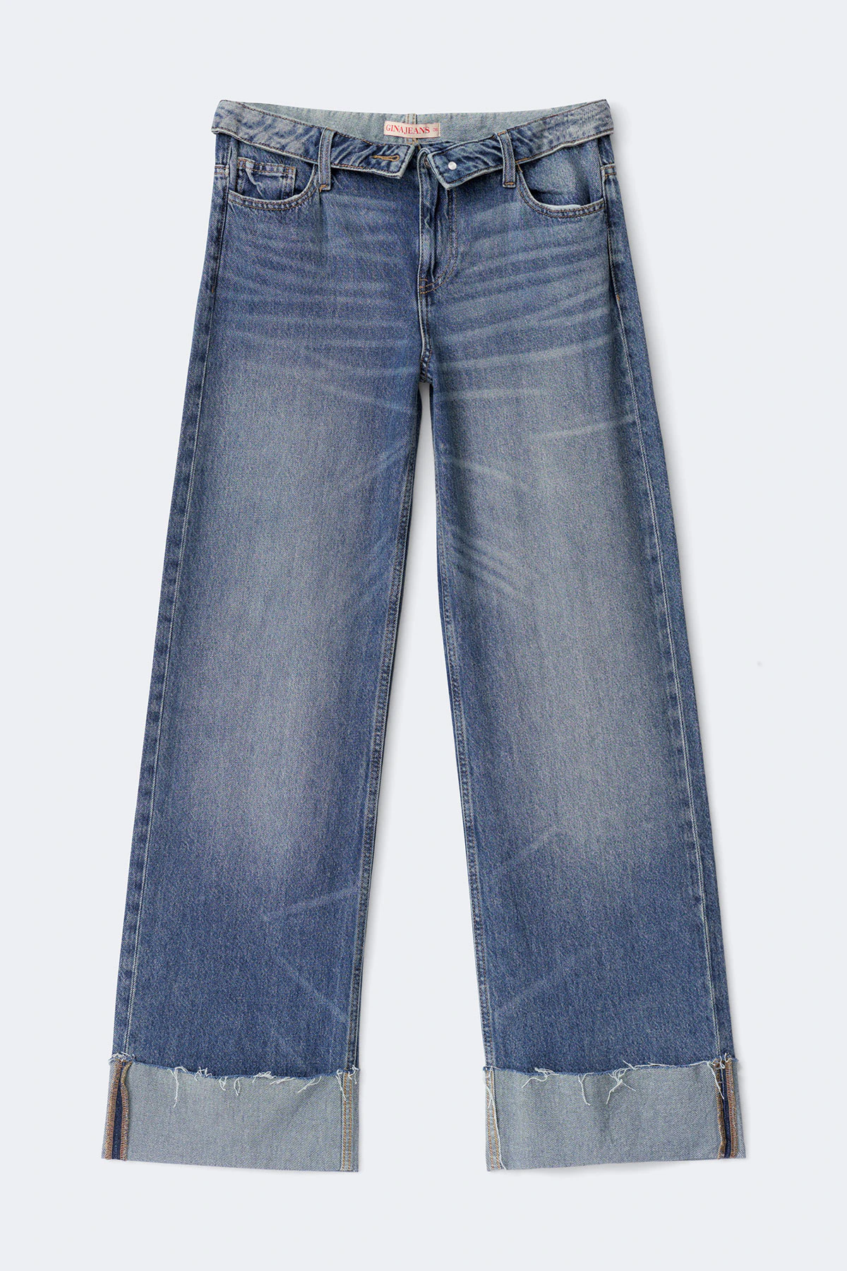 Gina Tricot Waist flip wide petite jeans dam
