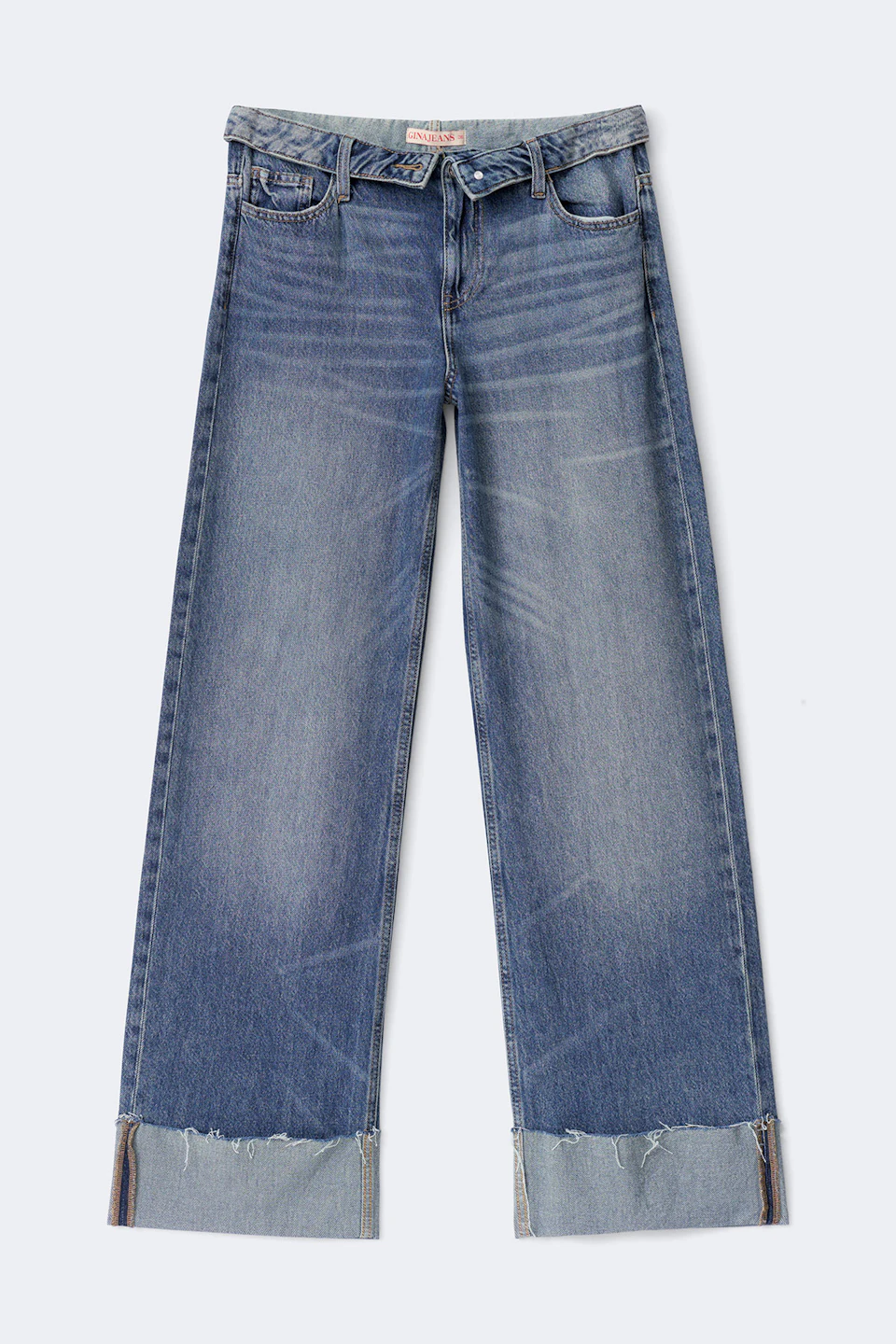 Waist flip wide petite jeans