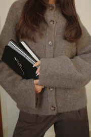 Knitted funnel neck cardigan