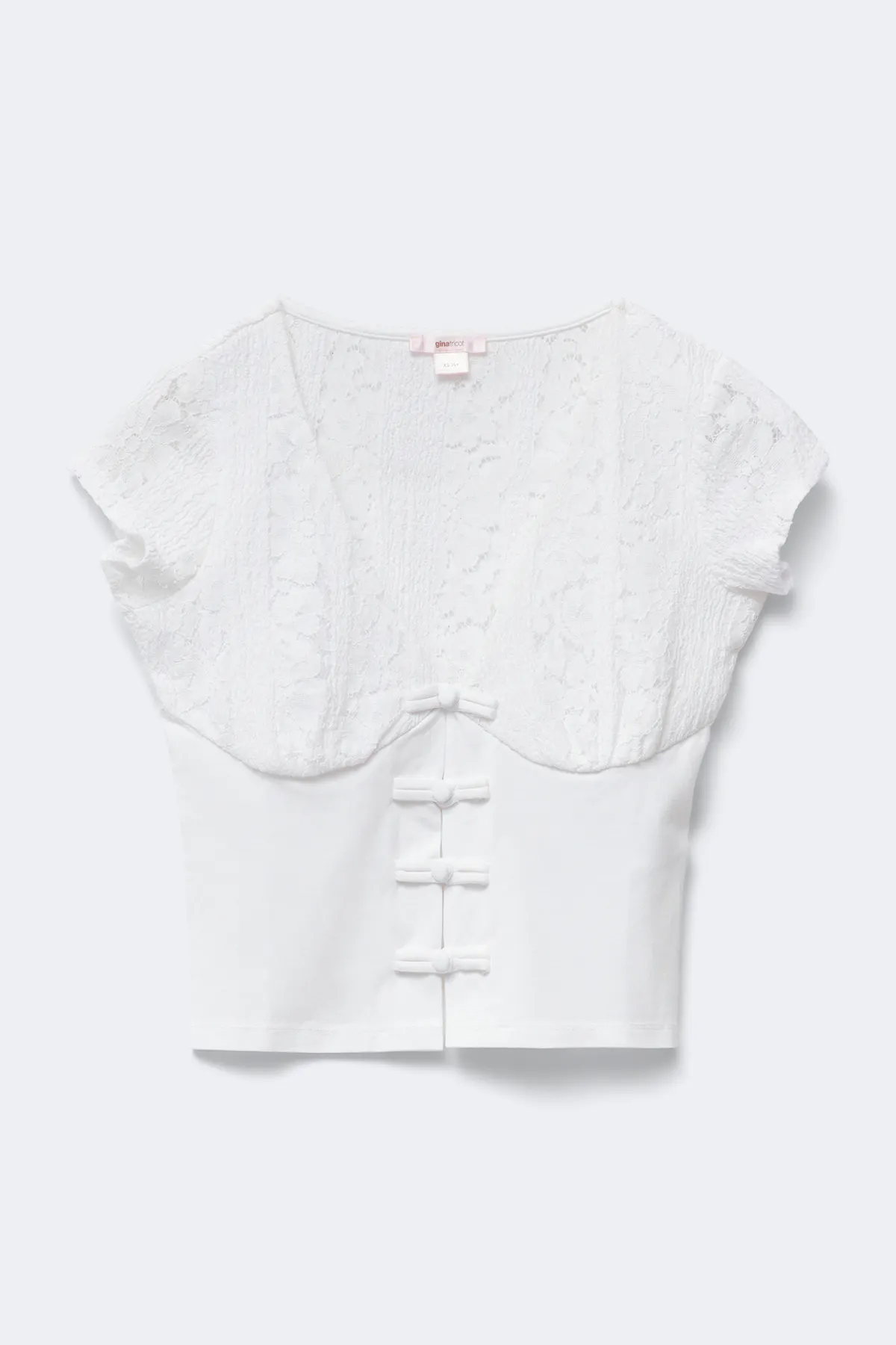 14+ napoleon lace top - White - Gina Tricot