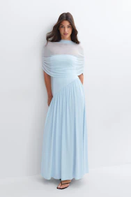 Draped Cape Maxi Dress