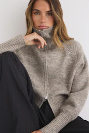 Knitted zip cardigan