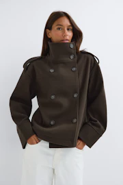 High neck short felt jacket