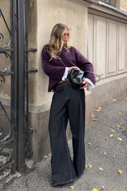 Buckle baggy jeans