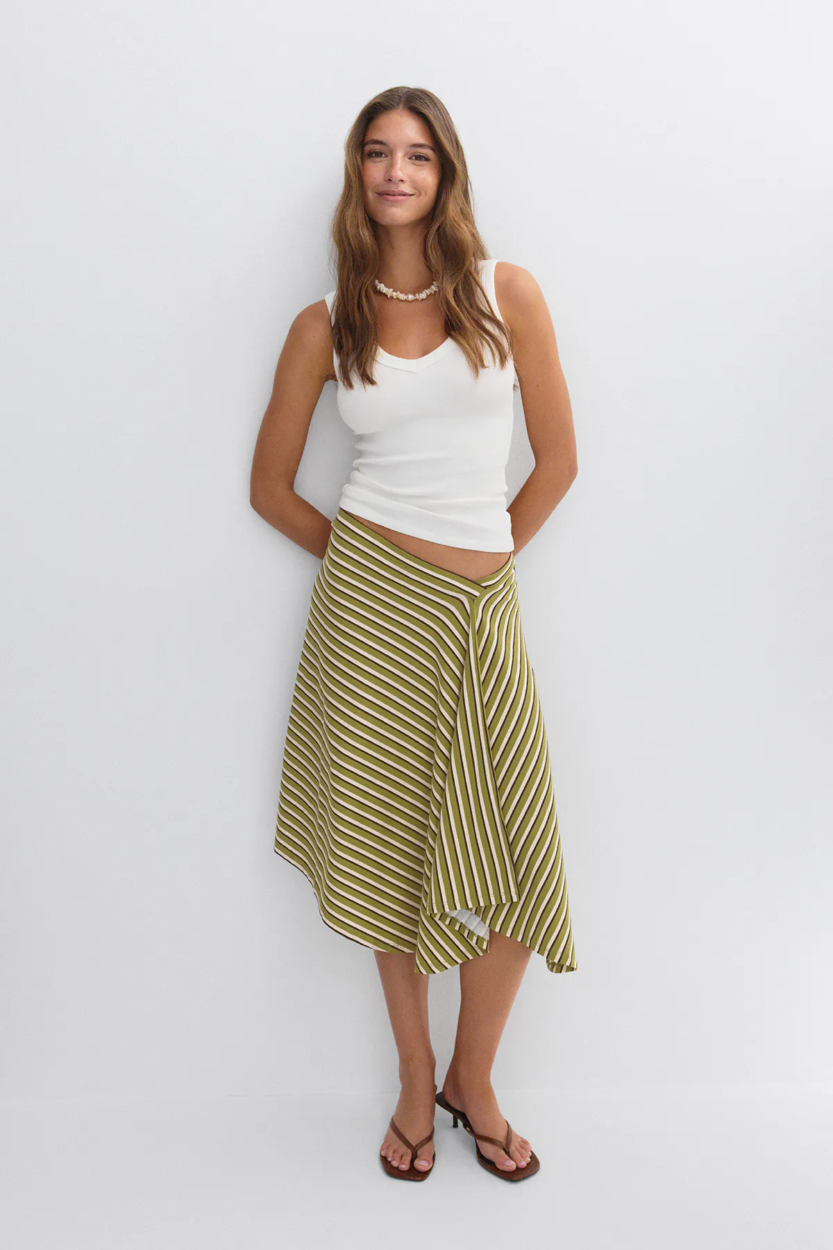 Gina Tricot - Asymmetric skirt - Rokken - Groen - S - Dames