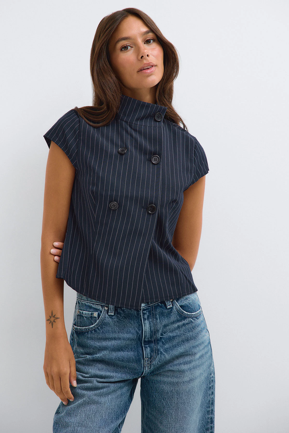 Gina Tricot High neck top toppar & linnen dam