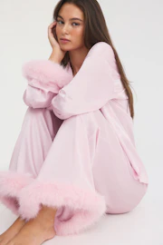 Fur trim pyjamas trousers
