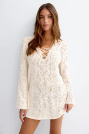 Beach crochet lacing dress
