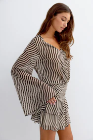 Sheer Wide Sleeve Mini Dress