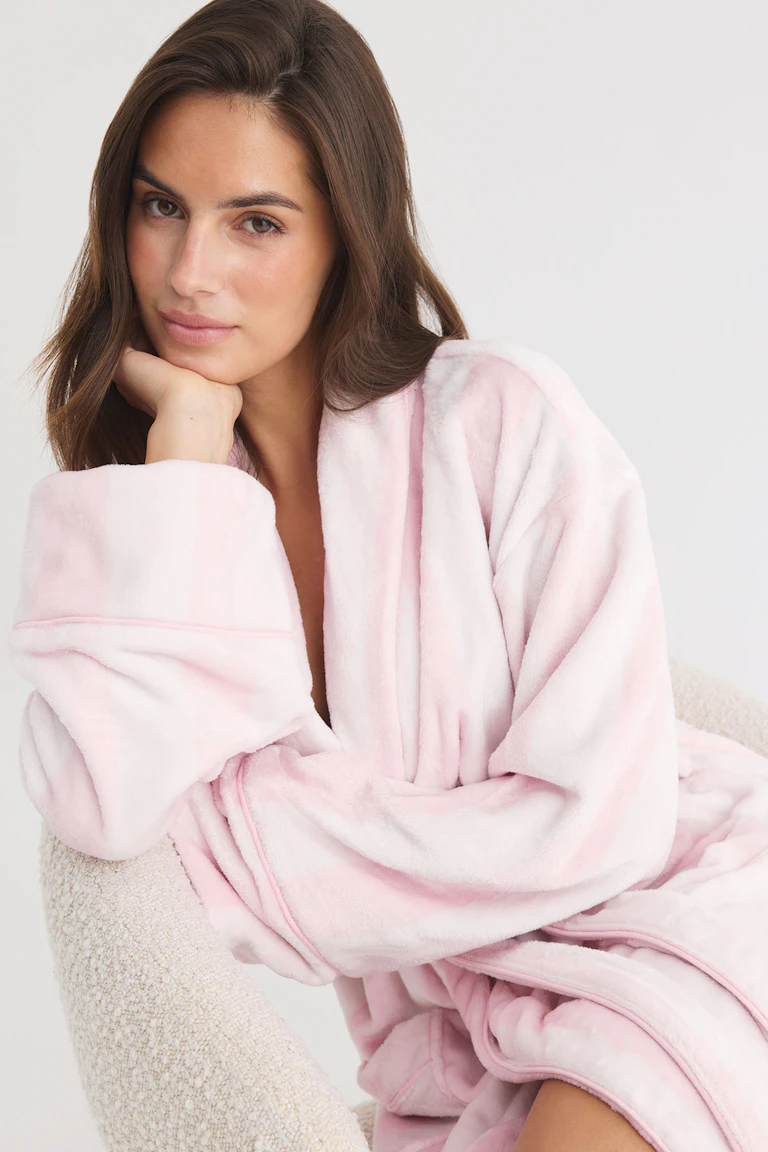 Light pink plush robe.