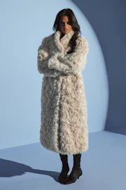 Faux fur long coat