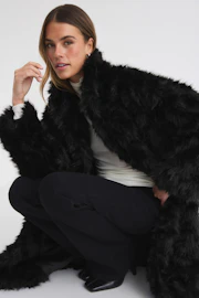 Faux fur long coat