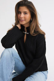 14+ knitted keyhole sweater