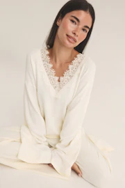 Knitted loungewear lace top