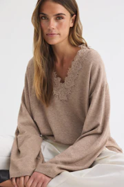 Knitted loungewear lace top