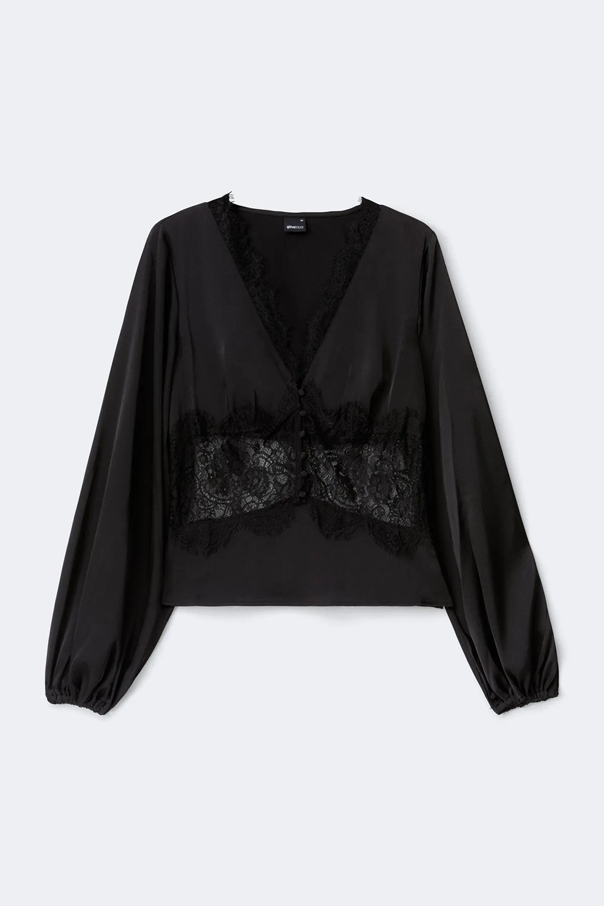 Satin lace blouse - Black - Women - Gina Tricot