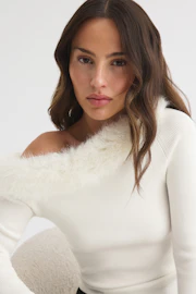 Knitted faux fur top